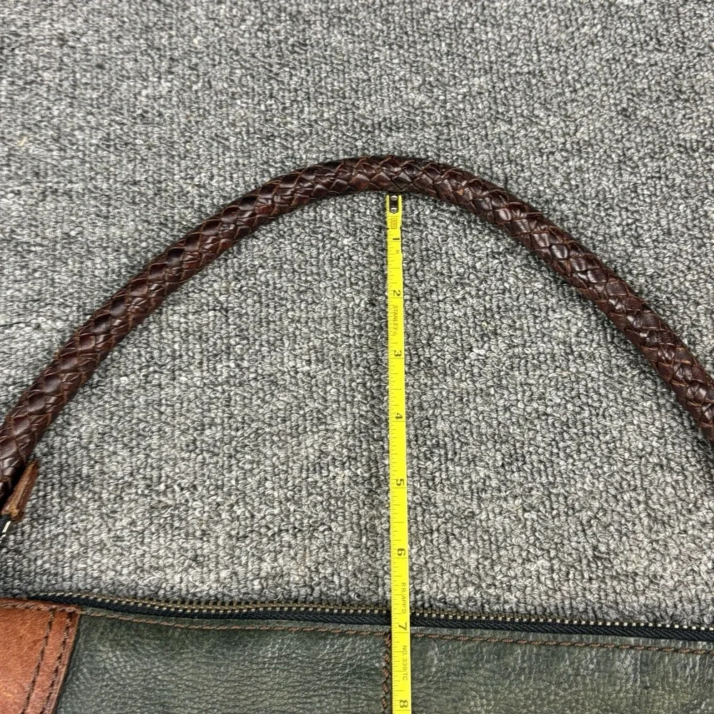 Fossil Black Brown Leather Hobo Shoulder Bag Braided Strap Key Charm